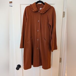 Rust Orange Ruffle Collar Trench Coat By Lc Lauren Conrad
